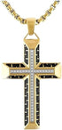 Iced Out Bling 18K Gold Plated Cubic Zirconia Cross Pendant Necklace