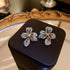 Elegant Round Cut Floral Stud 14K Gold-Plated Cubic Zirconia Women Earrings