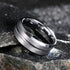 Men 8mm Tungsten Blue Glossed/Brushed Gunmetal Groove Beveled Edges Wedding Band