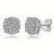 Paved 18KWhite Gold Plated Cubic Zirconia Double Round Cluster Men Women Earring