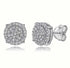 Paved 18KWhite Gold Plated Cubic Zirconia Double Round Cluster Men Women Earring