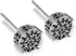Micro Pave 14K White Gold Plated Black Cubic Zirconia Men Women Cluster Earrings