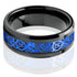 Men's 8mm Beveled Edge Comfort-Fit Blue Celtic Dragon Tungsten Wedding Band Ring