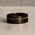 Men 8mm Black Brushed Tungsten Light Gold Guitar String Comfort-Fit Wedding Band
