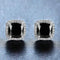 14K Gold Plated Cushion Cut Square Black Onyx Cubic Zirconia Men Women Earrings