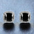 14K Gold Plated Cushion Cut Square Black Onyx Cubic Zirconia Men Women Earrings