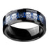 Men 8mm Titanium Black/Blue Laser Skull Carbon Fiber/Matte Black CZ Wedding Band