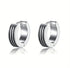 316L Surgical Steel Classic 3 Black Striped Enamel Men & Women Hoop Earrings