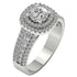 Solitaire Double Halo 14K White Gold Plated Cubic Zirconia Engagement Ring