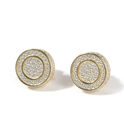 Exquisite Micro Pave 18K Gold Plated 5A Cubic Zirconia Men Women Stud Earrings
