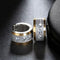 2Tone Titanium Frosted Wide Gold Silver CZ Hypoallergenic Men Women Hoop Earring