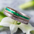 Men's 8mm Titanium Guitar String Malachite & Meteorite Comfort-Fit Wedding Band