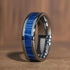 Men's 8mm Titanium Blue Textured Marble Design Comfort-Fit Polished Wedding Band