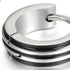 316L Surgical Steel Striped Blue/Black Men Women Hypoallergenic Hoop Earrings