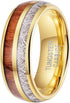 Men's 8mm Tungsten Ring Koa Wood & Meteorite Inspired Comfort-Fit Wedding Band