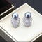 Sparkling Gray Pearl Women Delicate Stud Earrings Anniversary & Valentine's Gift