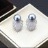 Sparkling Gray Pearl Women Delicate Stud Earrings Anniversary & Valentine's Gift