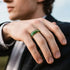 Men's 8mm Titanium Green Dyed Elder Wood Inlay Comfort-Fit Polished Wedding Band