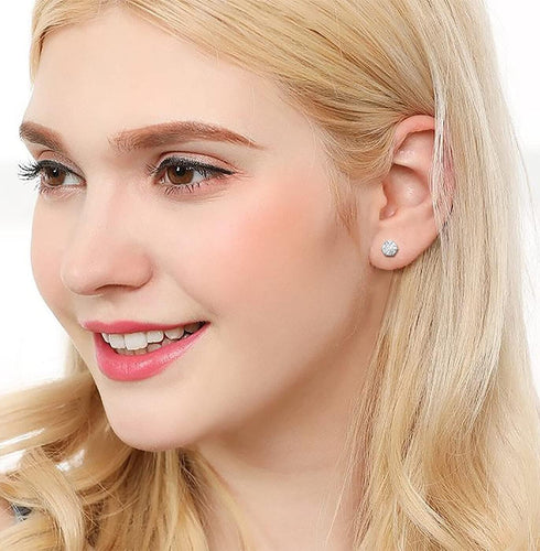 3Pairs Surgical Steel Cubic Zircon 4mm/6mm/8mm Solitaire Men Women Stud Earrings