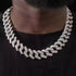 2-Pc Men FULLY ICED Thick 14K Gold Plated CZ Miami Cuban Link Necklace & Bracelet