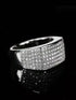 Micro Pave 18K White Gold Plated Iced Multi Row Cubic Zirconia Men Women Ring