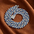 2 Pc Men Women FULLY ICED Rhombus Blue Cuban Link Chain 2Row CZ Necklace & Bracelet