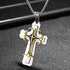 Titanium Creative Multi-Layer Gold Silver Cross/CZ Owl Pendant Necklace