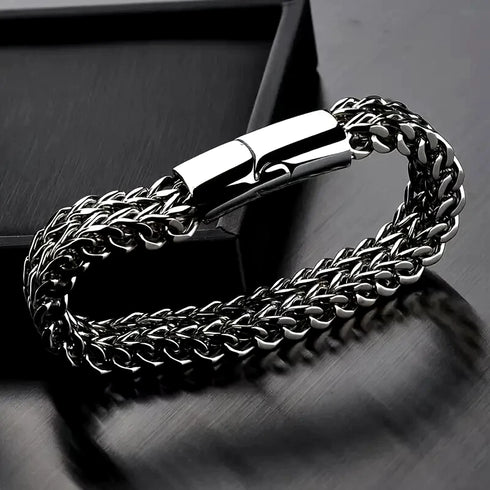 Stylish Men's High Quality Titanium Steel Double Curb Chain Magnetic Bracelet