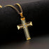 Iced Out Bling 18K Gold Plated Cubic Zirconia Cross Pendant Necklace
