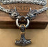 Titanium Norse Viking Twin Wolf Thor Hammer Pendant Necklace