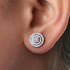 Paved 18K White Gold Plated Cubic Zirconia Round Halo Cluster Men Women Earrings