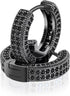 Exquisite Fully Iced Micro Pave Black Cubic Zirconia Men & Women Hoop Earrings