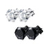 2 Pairs 316L Surgical-Steel Black & Silver Round CZ Men & Women Stud Earrings