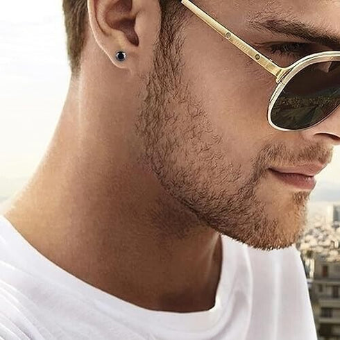 5Pairs 316L Surgical Steel Black CZ 4/5/6/7/8mm Solitaire Men Women Stud Earring