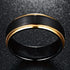 Men's 8mm Tungsten Comfort-Fit Black & 18K Gold Trim Engagement Wedding Band