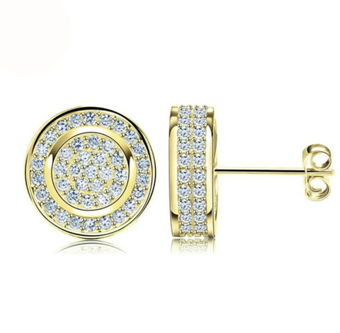 Exquisite Micro Pave 18K Gold Plated 5A Cubic Zirconia Men Women Stud Earrings