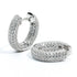 Fully Iced 18K White Gold Plated 3Row Honey Comb Zirconia Men Women Hoop Earring