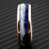 Men's 8mm Rose Gold Tungsten Blue Lapis Lazuli & Meteorite Inspired Wedding Band