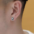 Baguette Cut 14K White Gold Plated Black Cubic Zirconia Men Women Stud Earrings