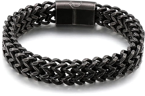 Stylish Men's High Quality Titanium Steel Double Curb Chain Magnetic Bracelet
