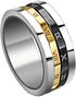 Men's 8mm Titanium Roman Numeral Tri-Color Rotatable Polished Cool Wedding Band