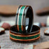 Men 8mm Black Tungsten Burnt Whiskey Barrel Malachite Comfort-Fit Wedding Band