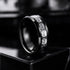 Men 8mm Titanium Black/Blue Laser Skull Carbon Fiber/Matte Black CZ Wedding Band