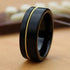Men 8mm Black Brushed Tungsten Light Gold Guitar String Comfort-Fit Wedding Band