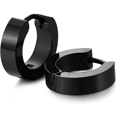 2pcs Titanium Steel Classic Hypoallergenic Men & Women Huggie Hoop Earrings