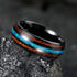 Men's 8mm Tungsten Carbide Crushed Turquoise Koa Wood Comfort-Fit Wedding Band
