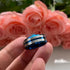 Men 8mm Tungsten Brushed Silver W/Blue Grooved Center Beveled-Edges Wedding Band
