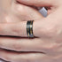 Men's 8mm Tungsten Black Gold Groove Line CZ Comfort-Fit Wedding Band