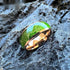 Men's 8mm Titanium Green Dyed Elder Wood Inlay Comfort-Fit Polished Wedding Band