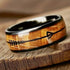 Men's 8mm Tungsten Cupid's Arrow Whiskey Barrel Wood Comfort-Fit Wedding Band